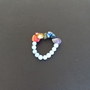 7 Chakras & Angelite Beaded Ring